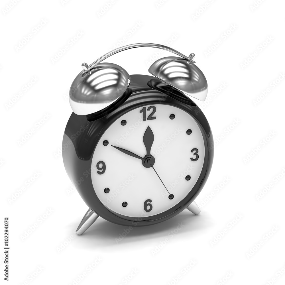 Black alarm clock on white Black alarm clock on white
