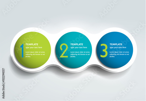 Three steps elements bubble chart, scheme, diagram, template. Infographic template.