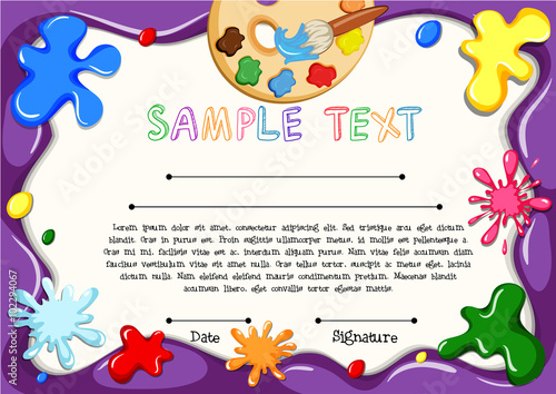 Diploma template with arts theme