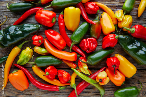 Mexican hot chili peppers colorful mix
