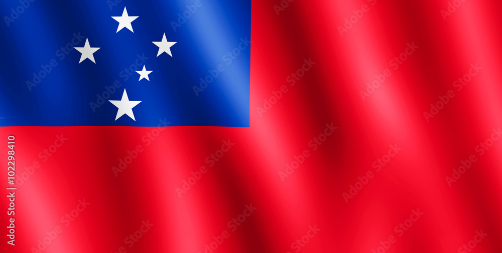Flag of Samoa waving in the wind Flag of Samoa waving in the wind