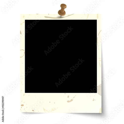 dirty old photo with pin needle