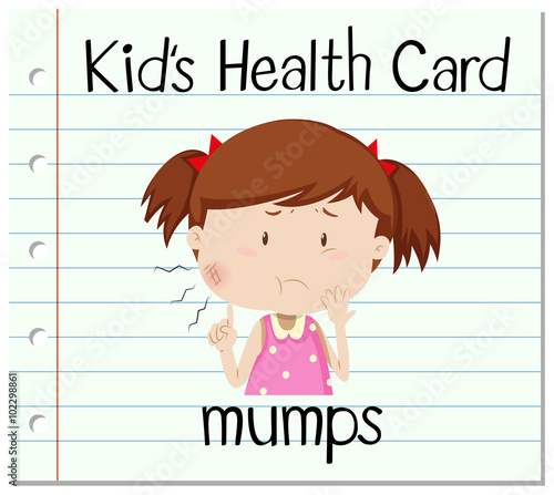 Health flashcard with girl and mumps
