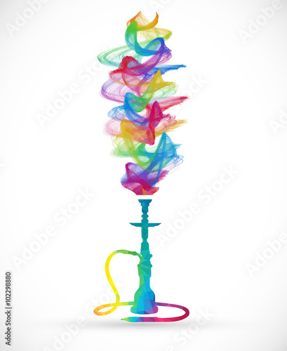 Polygonal hookah with colorful smoke