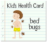 Health card with boy and bed bugs