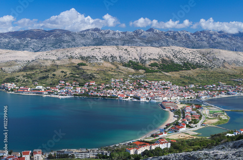 View of the Pag village in Croatia