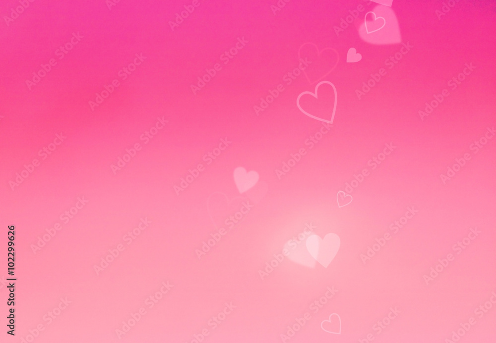Pink Abstract Blur Background with Red Hearts, Free Space for Text, Valentine's Day, Mother Day