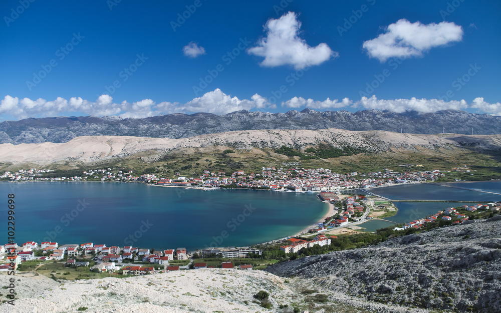 View of the Pag village in Croatia
