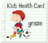Health card with boy having graze