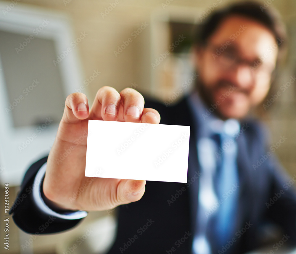 Businessman with visiting card Businessman with visiting card
