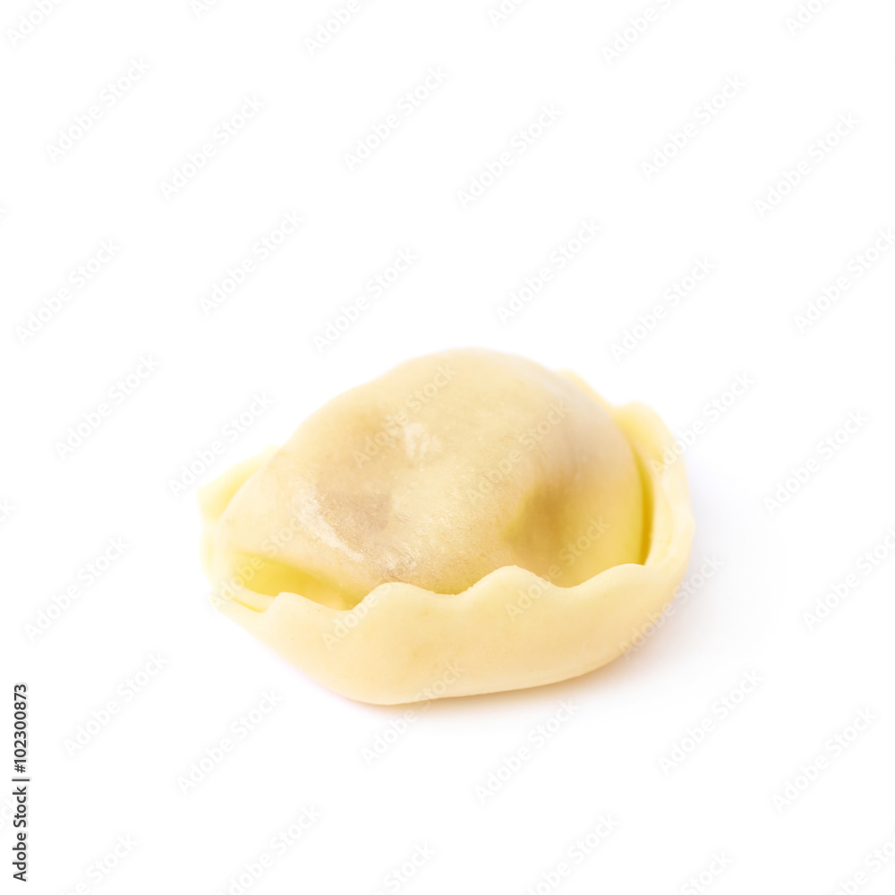 Single ravioli dumpling isolated
