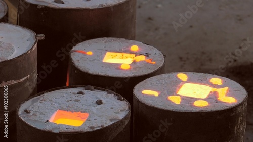 Lost wax bronze casting in a foundry