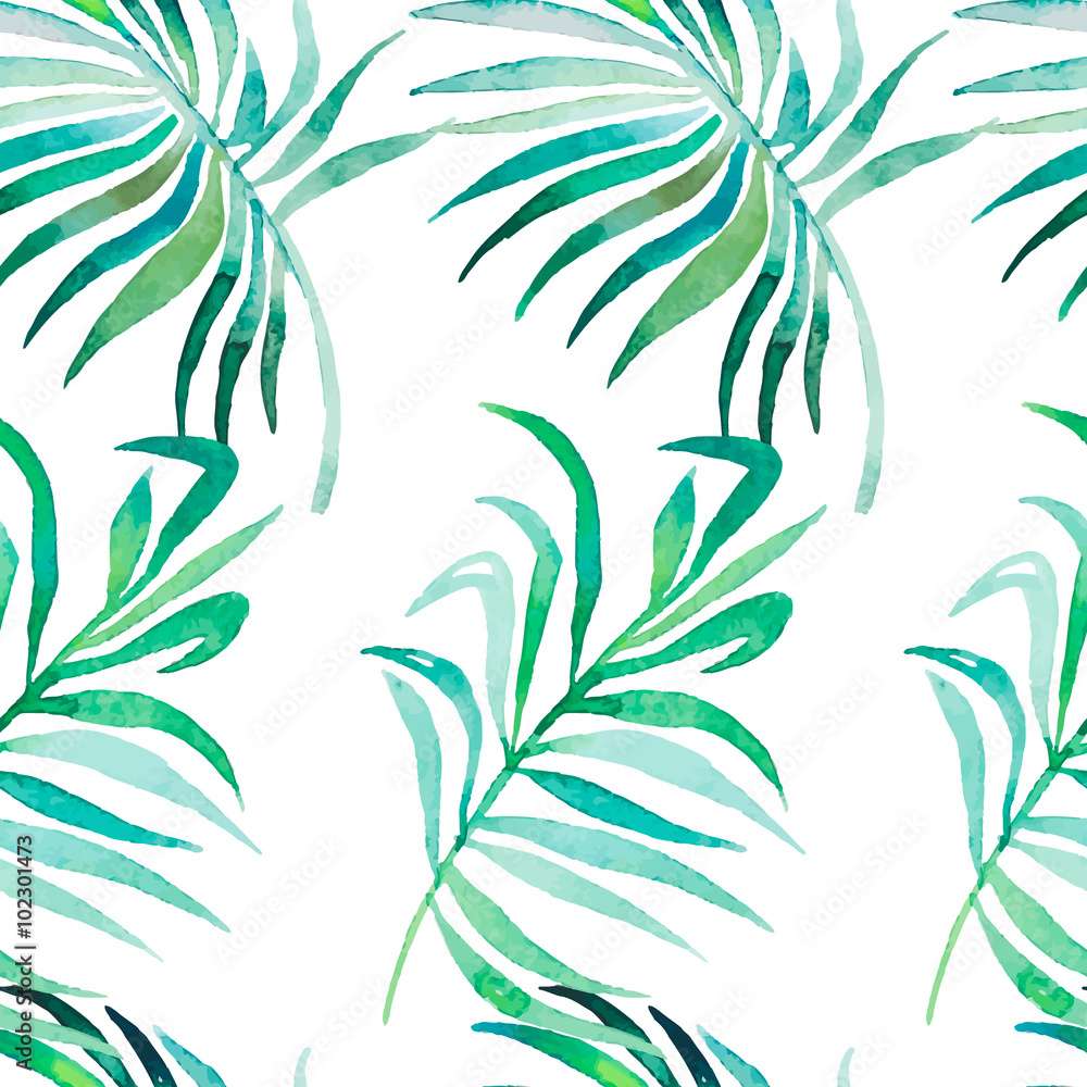 Palm leaves pattern. Seamless tropical pattern
