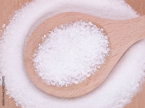 magnesium salt (magnesium sulphate) in wooden spoon