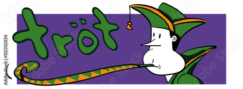 Narr mit Mütze und Tröte, gezeichnet, Vektor