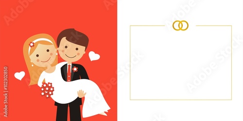 Ilustración de boda. Recién casados