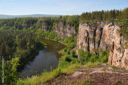 nature,cliffs, river with the beautiful beach