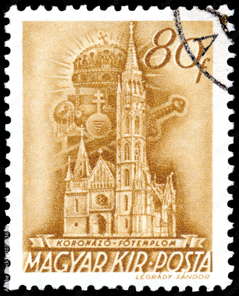 Stamp printed in Hungary shows Roman Catholic Matthias Church in