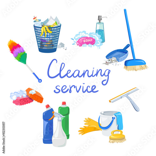 cleaning service elements isolated
