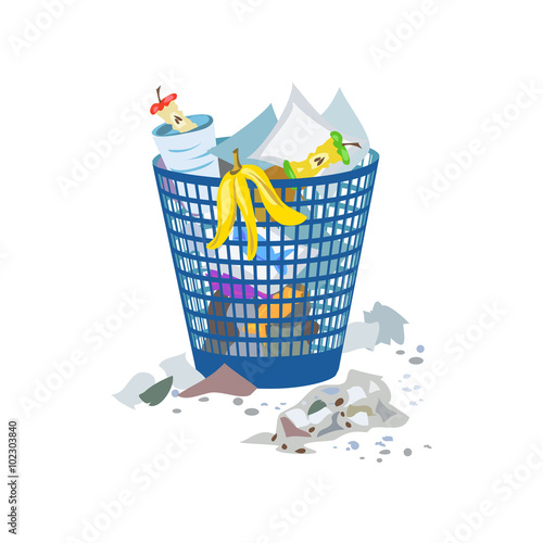 full trash can isolated