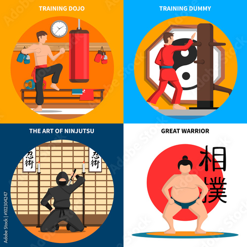  Martial Arts Concept Icons Set
