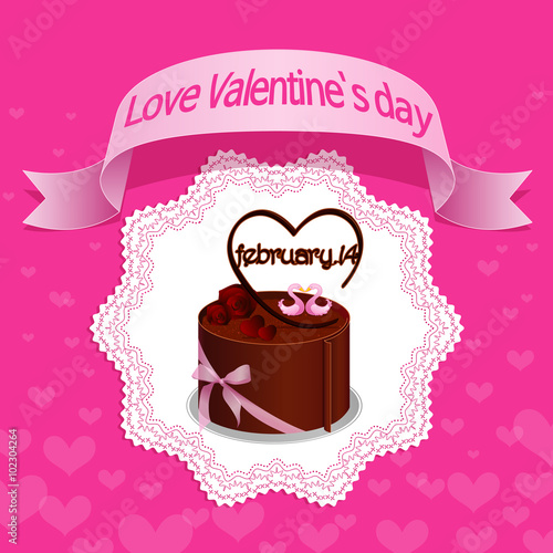 love valentines day  sweet chocolate cake