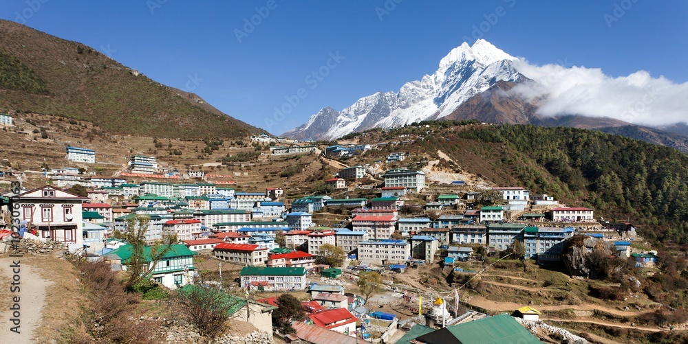 Namche bazar and mount thamserku