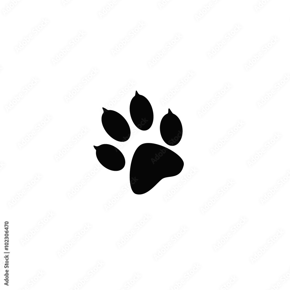 The imprint of black animal paw prints. Web icon, color paw dog. Paw print  pet. Print on a white background. Stock Illustration | Adobe Stock