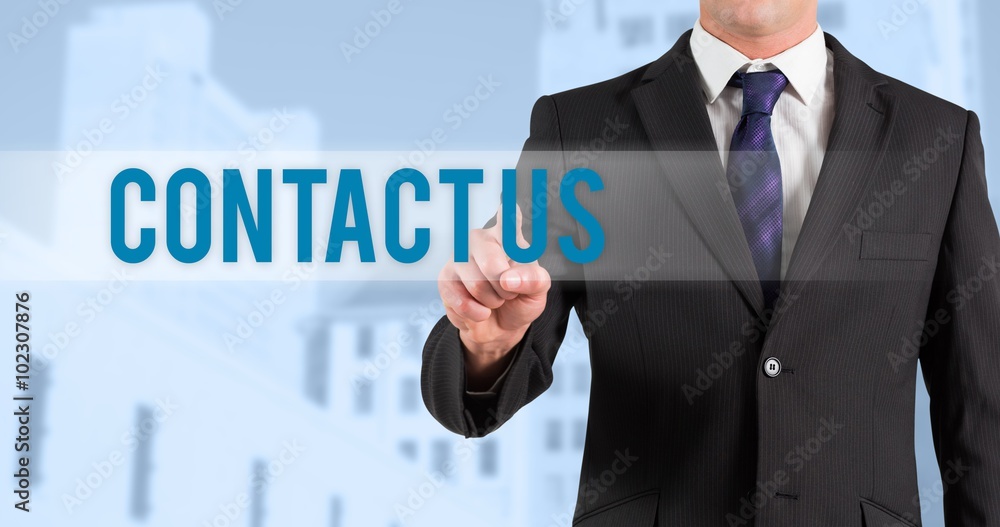Contact us against low angle view of city buildings Contact us against low angle view of city buildings