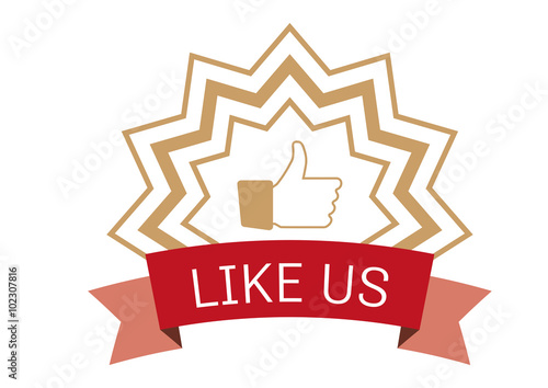 Social Media Stamp with banner and like hand