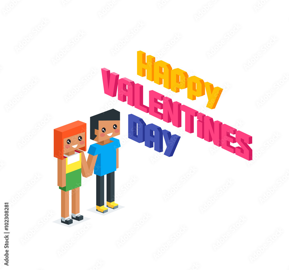 Happy Valentine Day Couple 3d Isometric Happy Valentine Day Couple 3d Isometric