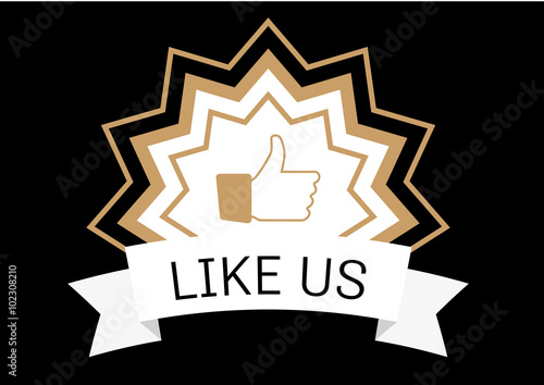Social Media Stamp with banner and like hand