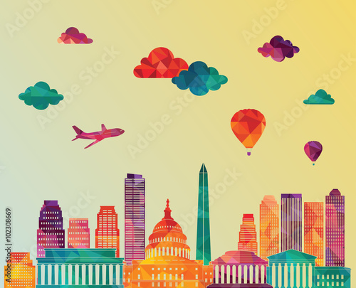 Washington detailed skylines. vector illustration