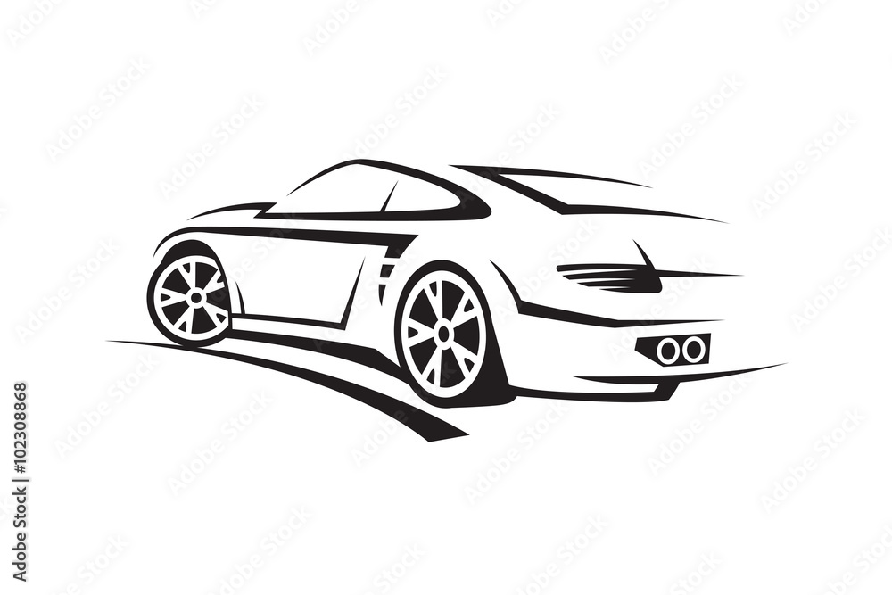 abstract monochrome illustration of a car