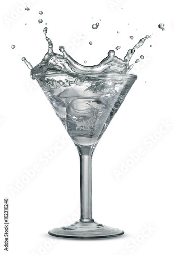 Splashing in the glass on white background
