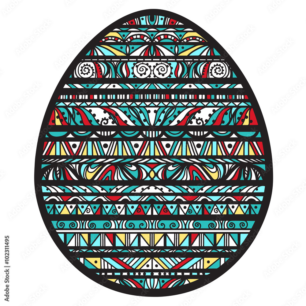 Icon colorful easter egg with ornament