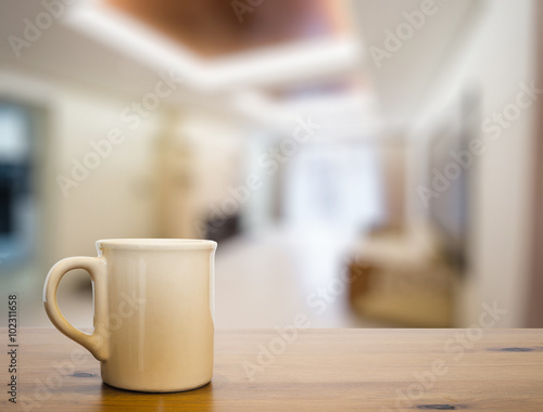 mug on old wooden table