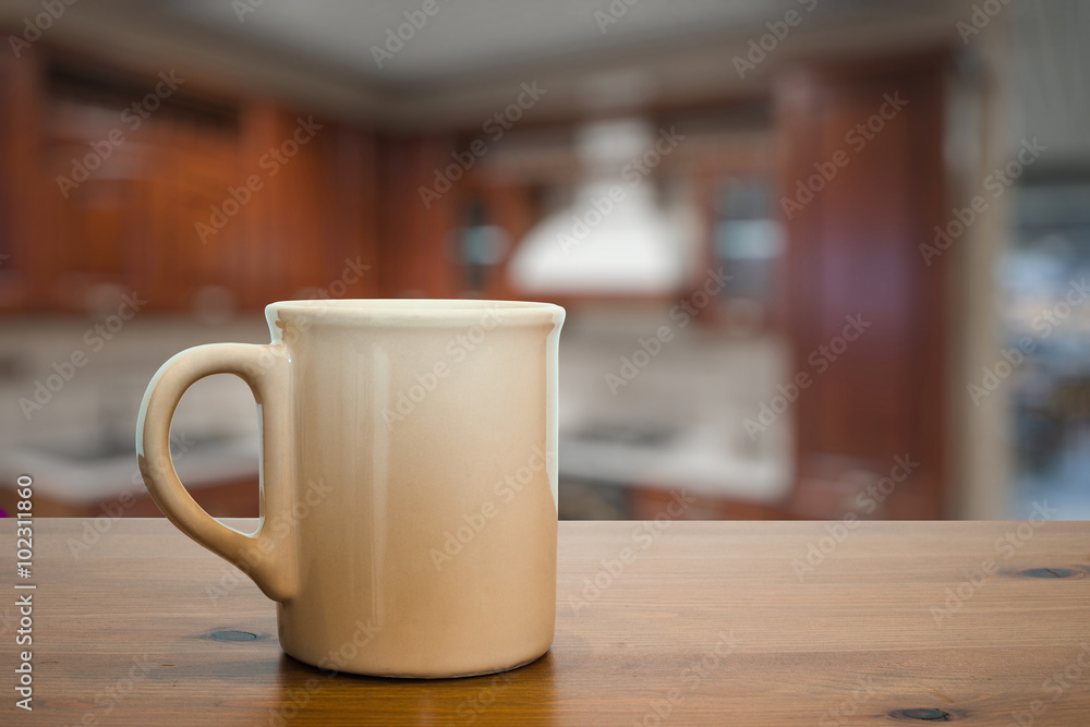 mug on old wooden table