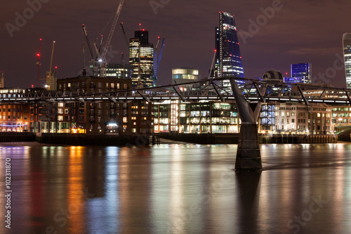 London nights from the piers with Canary Wharf view