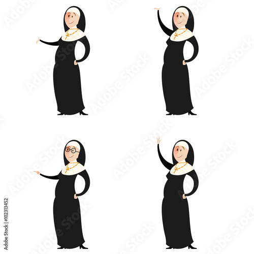 Set of nun women