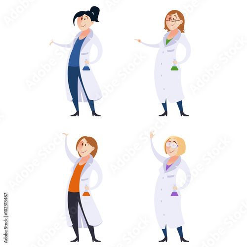 Set of scientist women