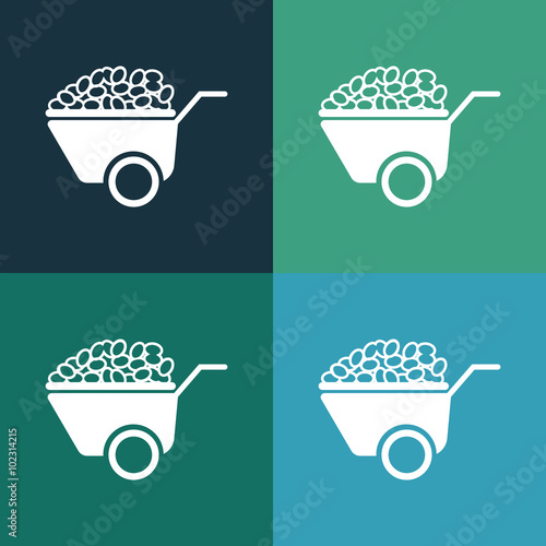 Wheelbarrow with potatoes icon