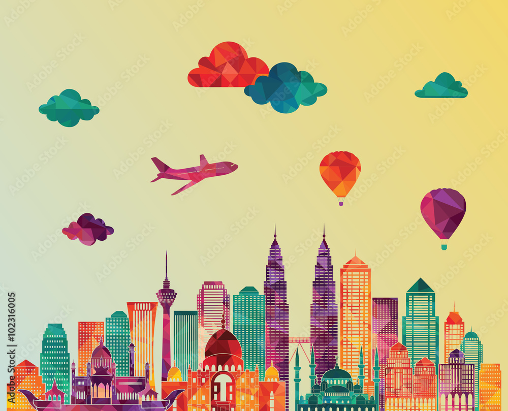 Obraz premium Panoramę Kuala Lumpur. Ilustracji wektorowych