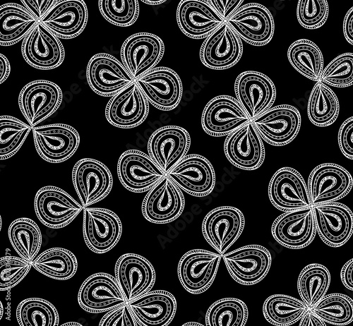 Decorative vector seamless pattern with white ornamental flowers. You can use any color of background