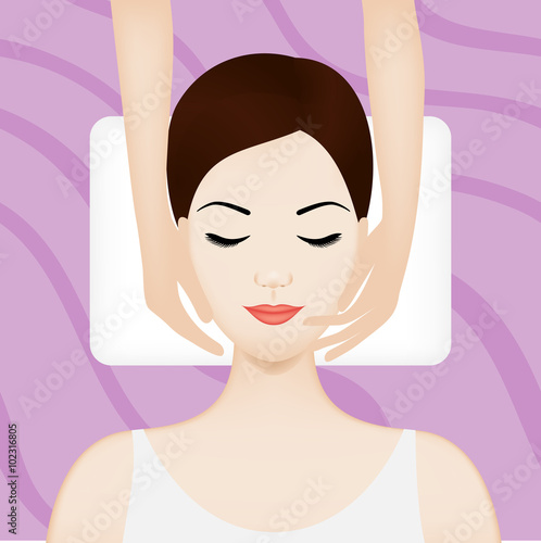 Spa illustration with girl having facial massage