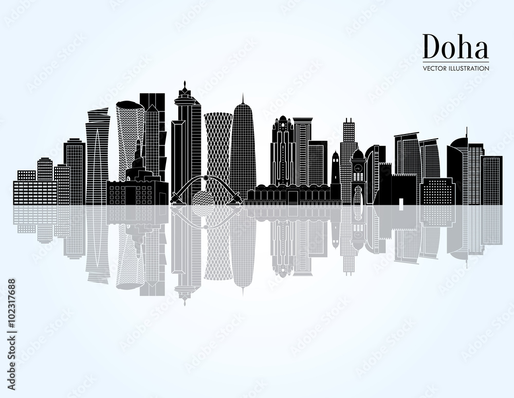 Doha skyline. Vector illustration