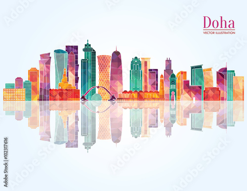 Doha skyline. Vector illustration