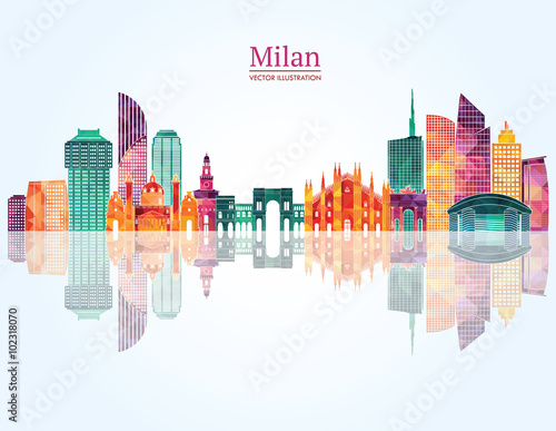 Milan skyline. Vector illustration Fototapet