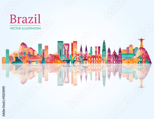 Brazylia Landmark panoramę. Ilustracji wektorowych