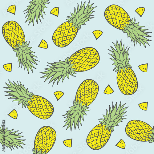 Seamless Pattern with Pineapples. Vector illustration